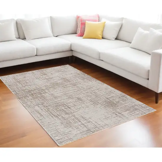 Natural Beige Machine Woven Scratch Indoor Area Rug Photo 1