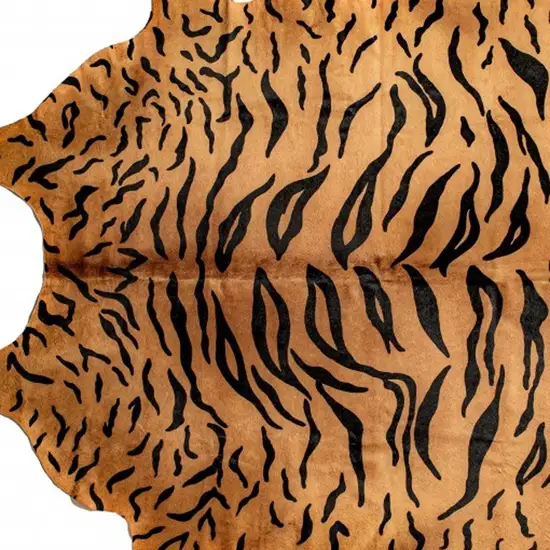 Natural Brown And Black Cowhide Animal Print Handmade Area Rug Photo 4