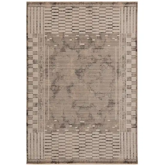 Natural Brown Machine Woven Abstract Lines Indoor Area Rug Photo 2