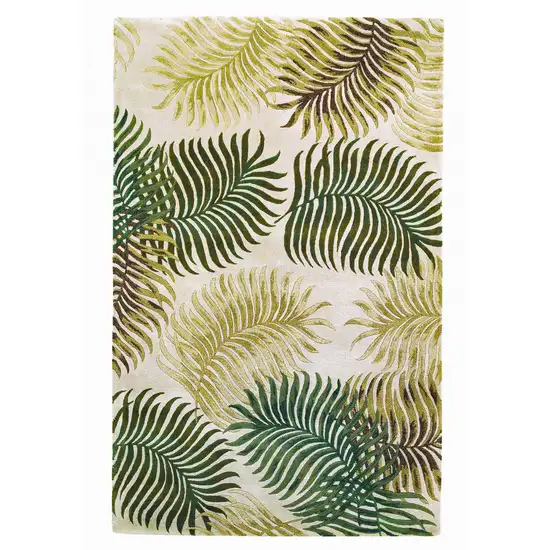 Natural Fern Leaves Wool Area Rug Photo 4