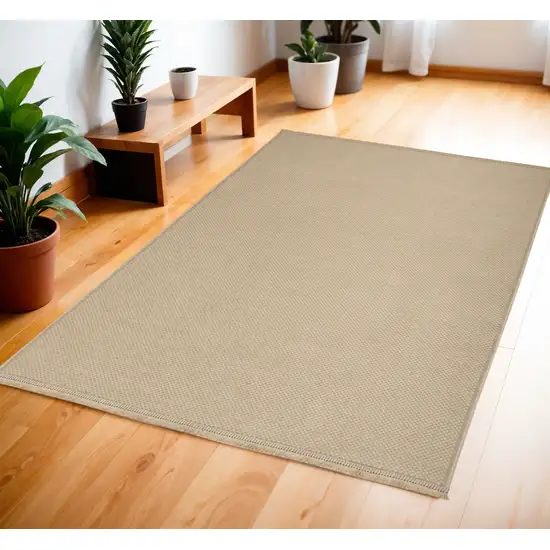 Natural Flatweave Non Skid Area Rug With Fringe Photo 1