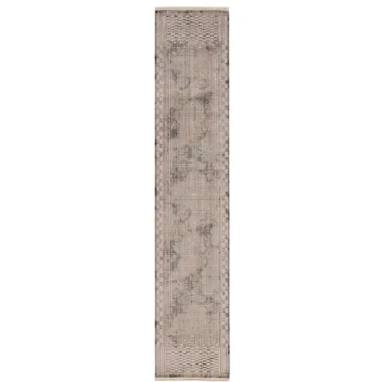 2' X 8' Natural Geometric Bars Runner Rug Photo 2