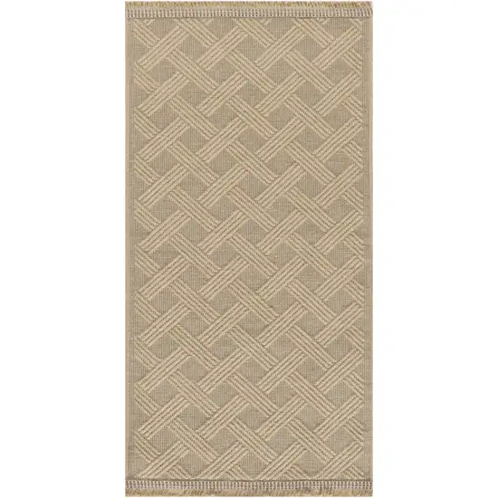 Natural Geometric Flatweave Non Skid Area Rug With Fringe Photo 5