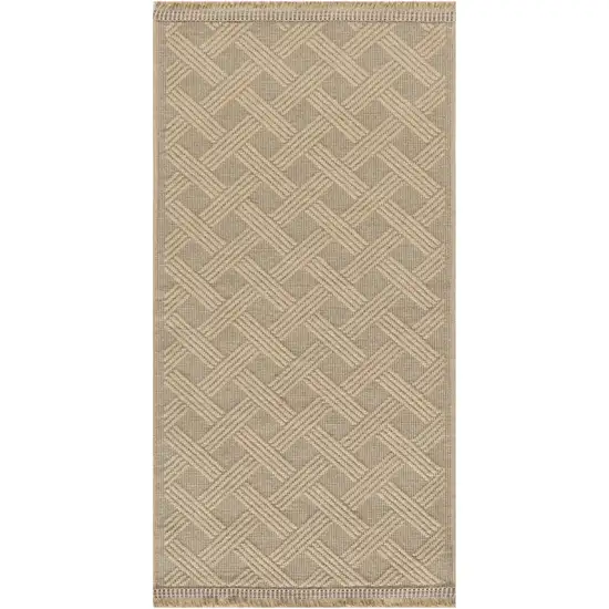 Natural Geometric Flatweave Non Skid Area Rug With Fringe Photo 2