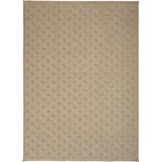 Natural Geometric Flatweave Non Skid Area Rug With Fringe Photo 2