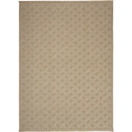 Natural Geometric Flatweave Non Skid Area Rug With Fringe Photo 5