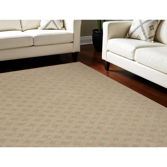 Natural Geometric Flatweave Non Skid Area Rug With Fringe Photo 1