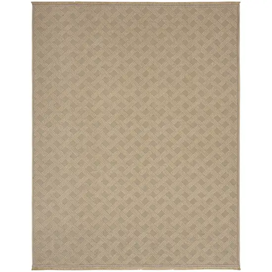 Natural Geometric Flatweave Non Skid Area Rug With Fringe Photo 5