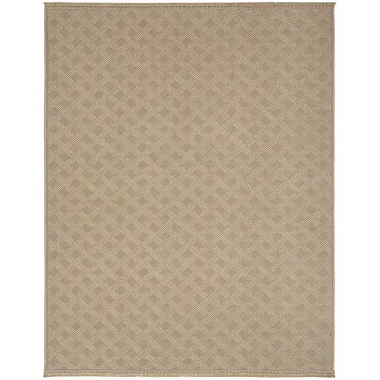 Natural Geometric Flatweave Non Skid Area Rug With Fringe Photo 2