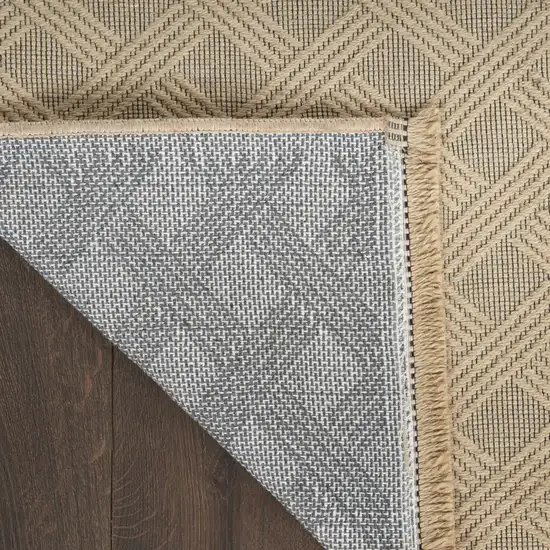 Natural Geometric Flatweave Non Skid Area Rug With Fringe Photo 6