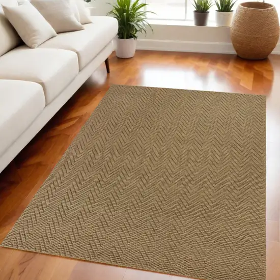 5' X 8' Natural Herringbone Weave Indoor Jute Area Rug Photo 1