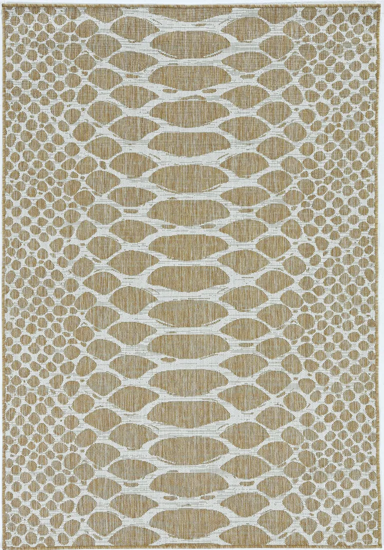 Natural Ivory Machine Woven UV Treated Snake Print Indoor Outdoor Area Rug Photo 2