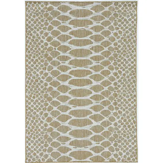 Natural Ivory Machine Woven UV Treated Snake Print Indoor Outdoor Area Rug Photo 2