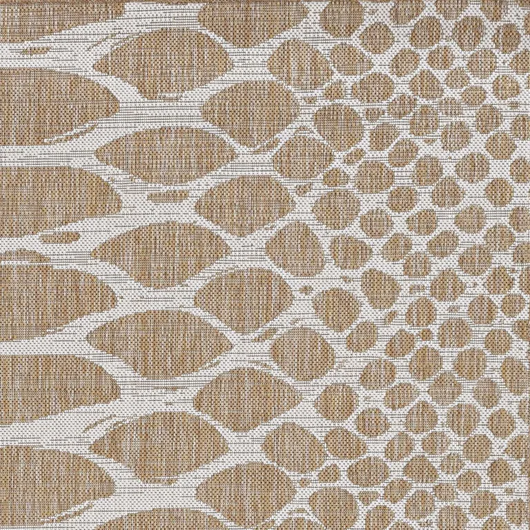 Natural Ivory Machine Woven UV Treated Snake Print Indoor Outdoor Area Rug Photo 1