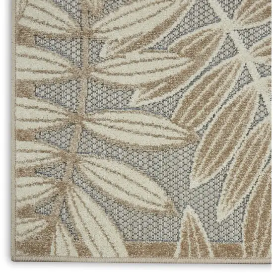 Gray And Ivory Floral Indoor Outdoor Area Rug Photo 6