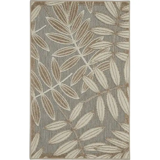 Gray And Ivory Floral Indoor Outdoor Area Rug Photo 3