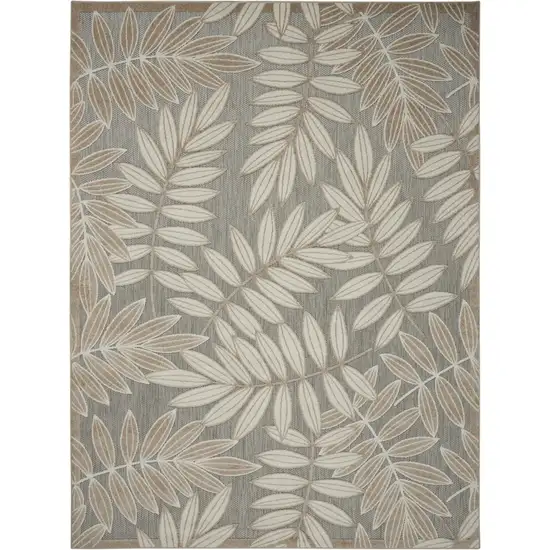 Gray And Ivory Floral Stain Resistant Indoor Outdoor Area Rug Photo 6