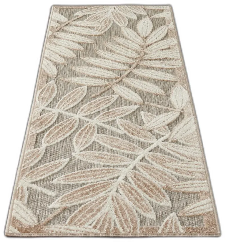 Natural Leaves Indoor Outdoor Runner Rug Photo 3