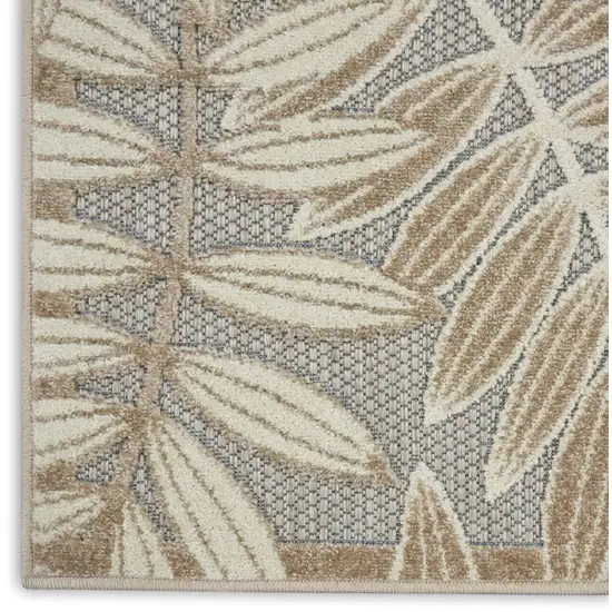 Gray And Ivory Floral Stain Resistant Indoor Outdoor Runner Rug Photo 4