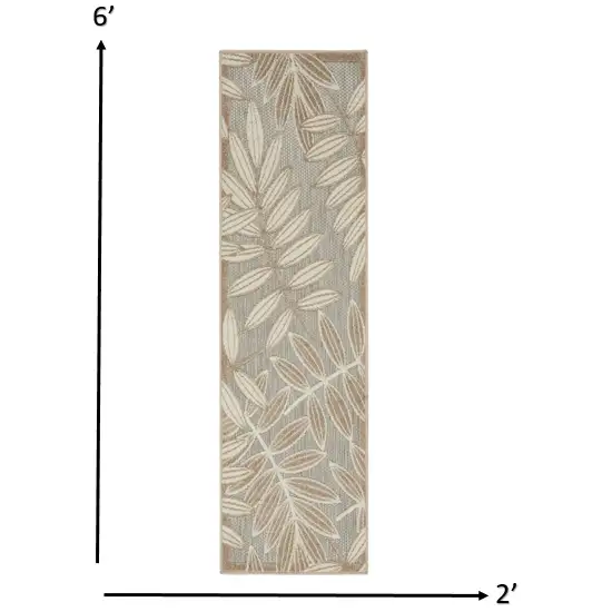 Natural Leaves Indoor Outdoor Runner Rug Photo 5