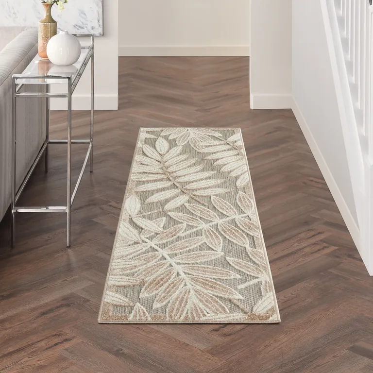 Natural Leaves Indoor Outdoor Runner Rug Photo 1