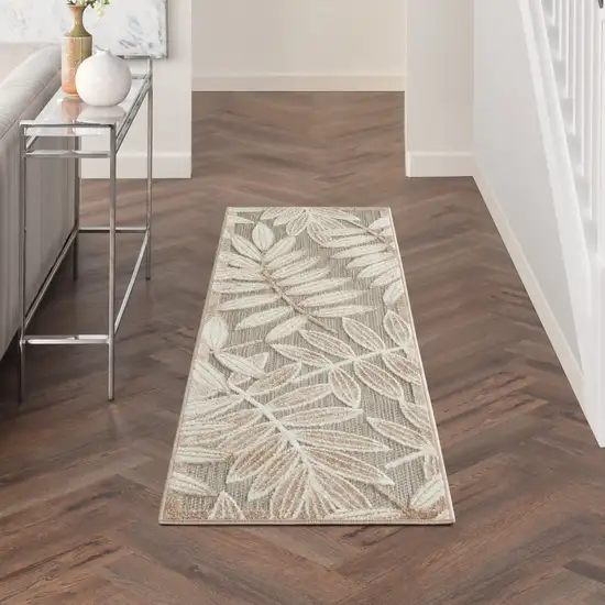 Natural Leaves Indoor Outdoor Runner Rug Photo 6