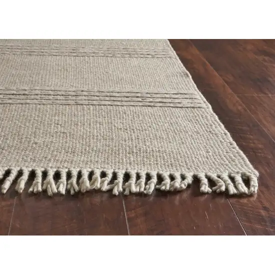 Natural Plain Wool Indoor Area Rug with Fringe Photo 6