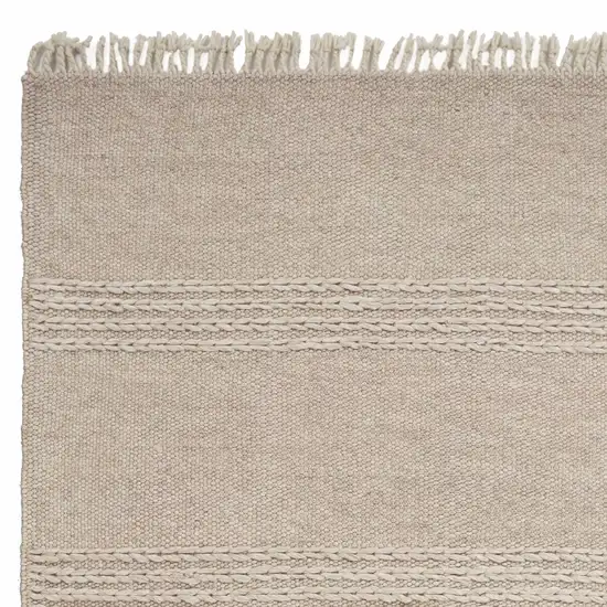 Natural Plain Wool Indoor Area Rug with Fringe Photo 3