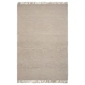 Photo of Natural Plain Wool Indoor Area Rug with Fringe