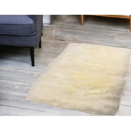 Natural Rectangular Sheepskin Area Rug Photo 1