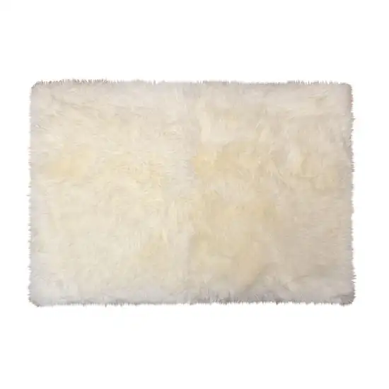 Natural Rectangular Sheepskin Area Rug Photo 3