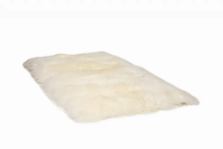 Natural Rectangular Sheepskin Area Rug Photo 2