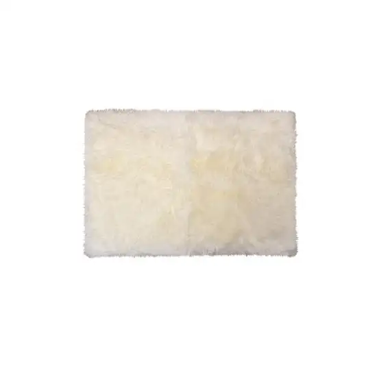 Natural Rectangular Sheepskin Area Rug Photo 2