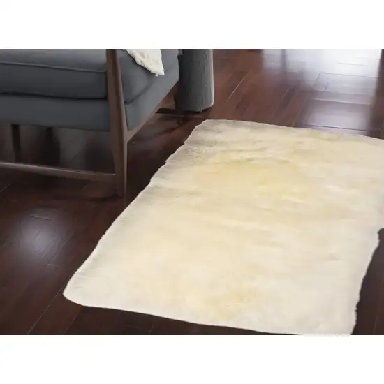 Natural Rectangular Sheepskin Area Rug Photo 1