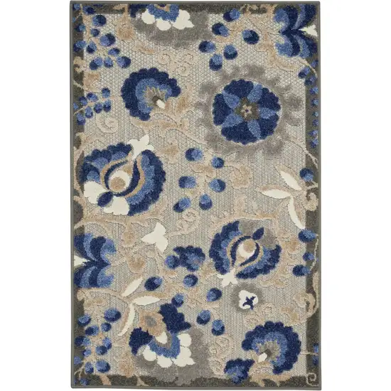 Natural and Blue Indoor Outdoor Area Rug Photo 1