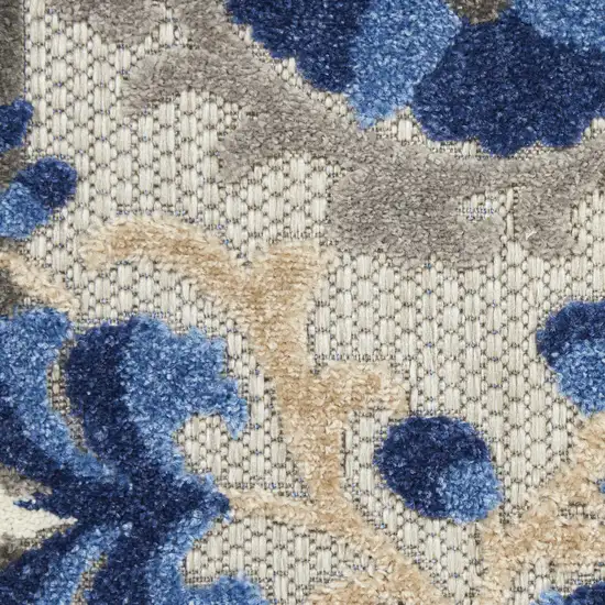 Blue And Gray Floral Indoor Outdoor Area Rug Photo 7