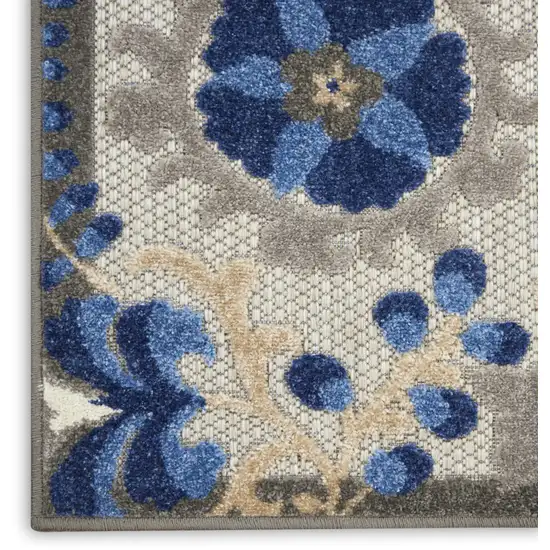 Blue And Gray Floral Indoor Outdoor Area Rug Photo 6