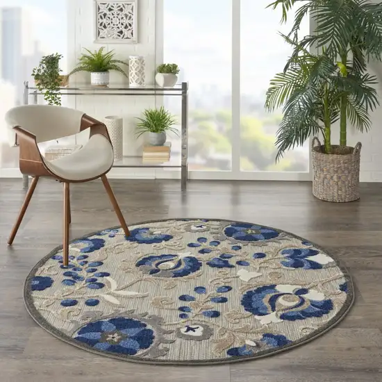 Natural and Blue Indoor Outdoor Area Rug Photo 6