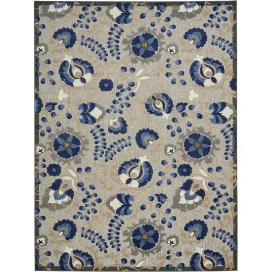 Natural and Blue Indoor Outdoor Area Rug Photo 1