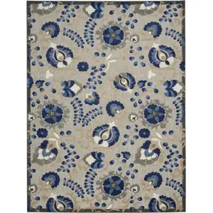 Photo of Natural and Blue Indoor Outdoor Area Rug