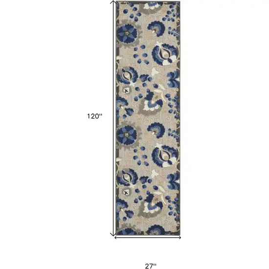 Blue And Gray Floral Indoor Outdoor Area Rug Photo 9