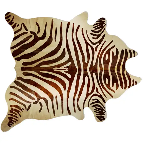 Natural and Brown Zebra Print Genuine Cowhide Area Rug Photo 2