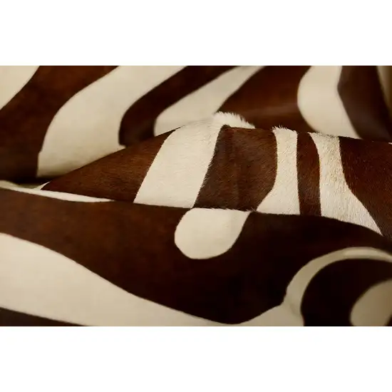 Natural and Brown Zebra Print Genuine Cowhide Area Rug Photo 3