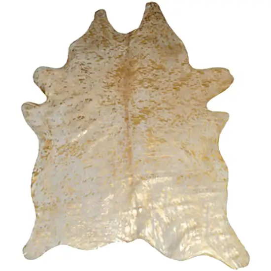 Natural and Gold Genuine Cowhide Area Rug Photo 1