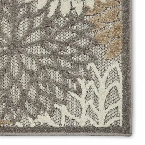 Gray And Ivory Floral Indoor Outdoor Area Rug Photo 2