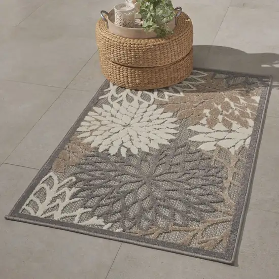 Natural and Gray Indoor Outdoor Area Rug Photo 8