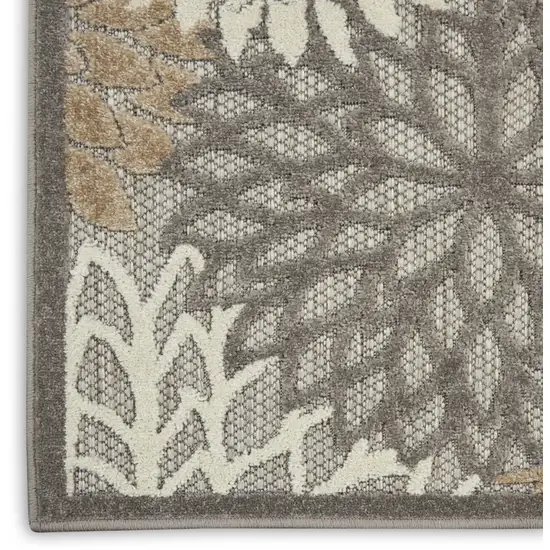 Gray And Ivory Floral Indoor Outdoor Area Rug Photo 7