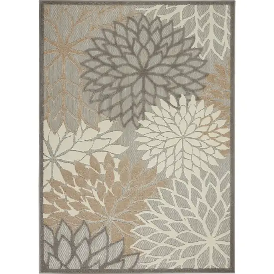 Gray And Ivory Floral Indoor Outdoor Area Rug Photo 2