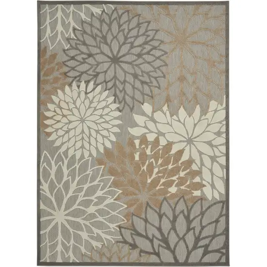 Gray And Ivory Floral Indoor Outdoor Area Rug Photo 7