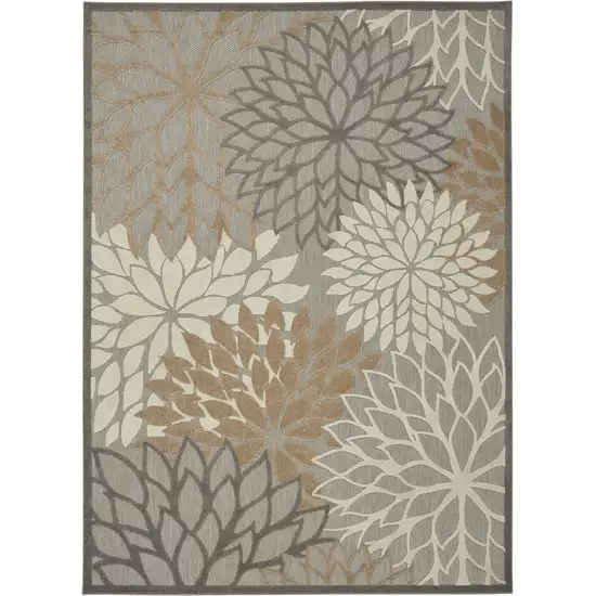 Gray And Ivory Floral Indoor Outdoor Area Rug Photo 4